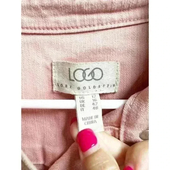 LOGO by Lori Goldstein Denim Jacket Washed Out Light Pink Size 12 - Picture 9 of 12